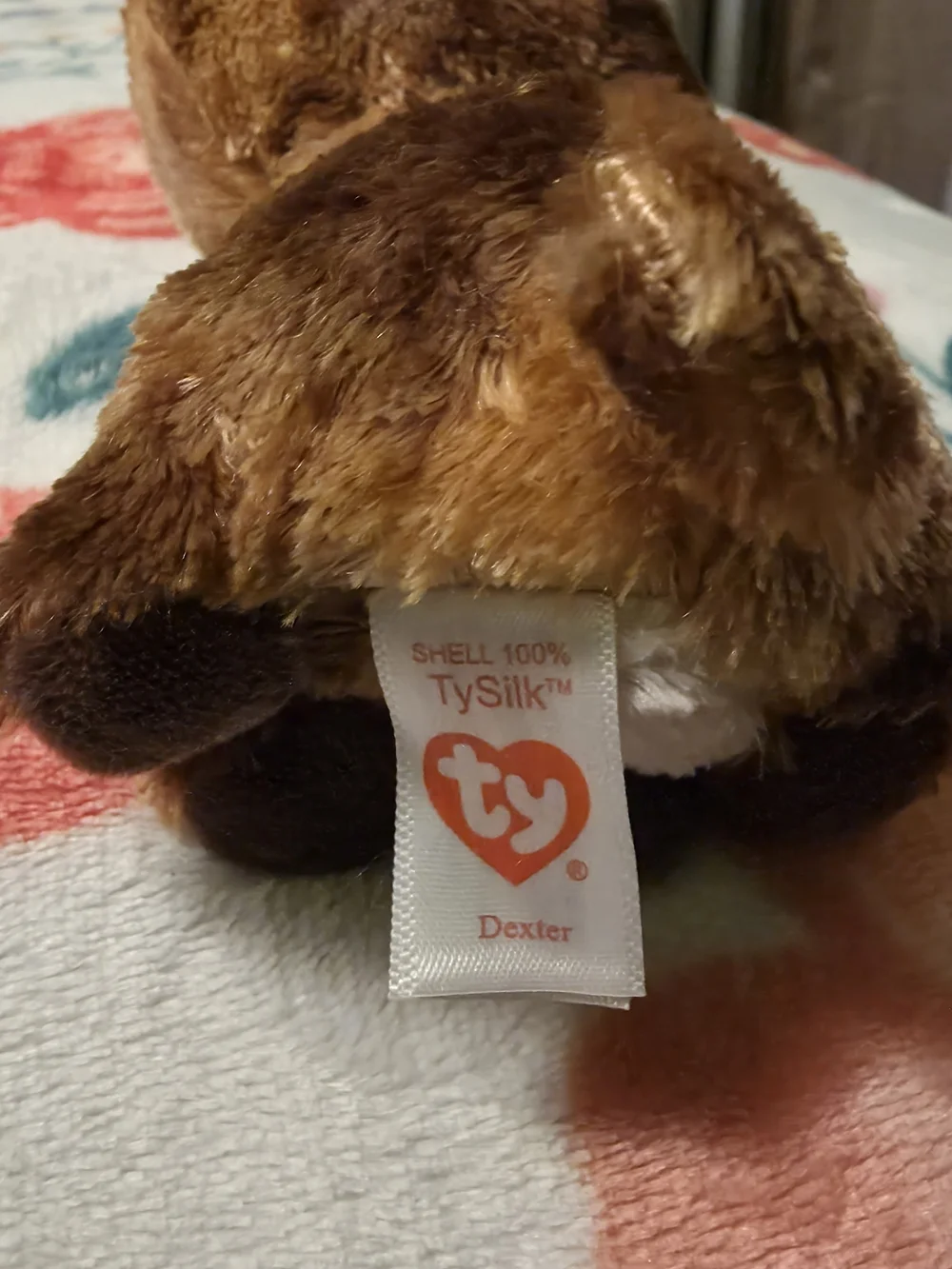 Ty Dexter Plush Small Pet Toy in Brown with Purple Accents
